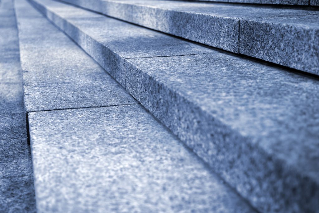 Close up on granite stairs in perspective